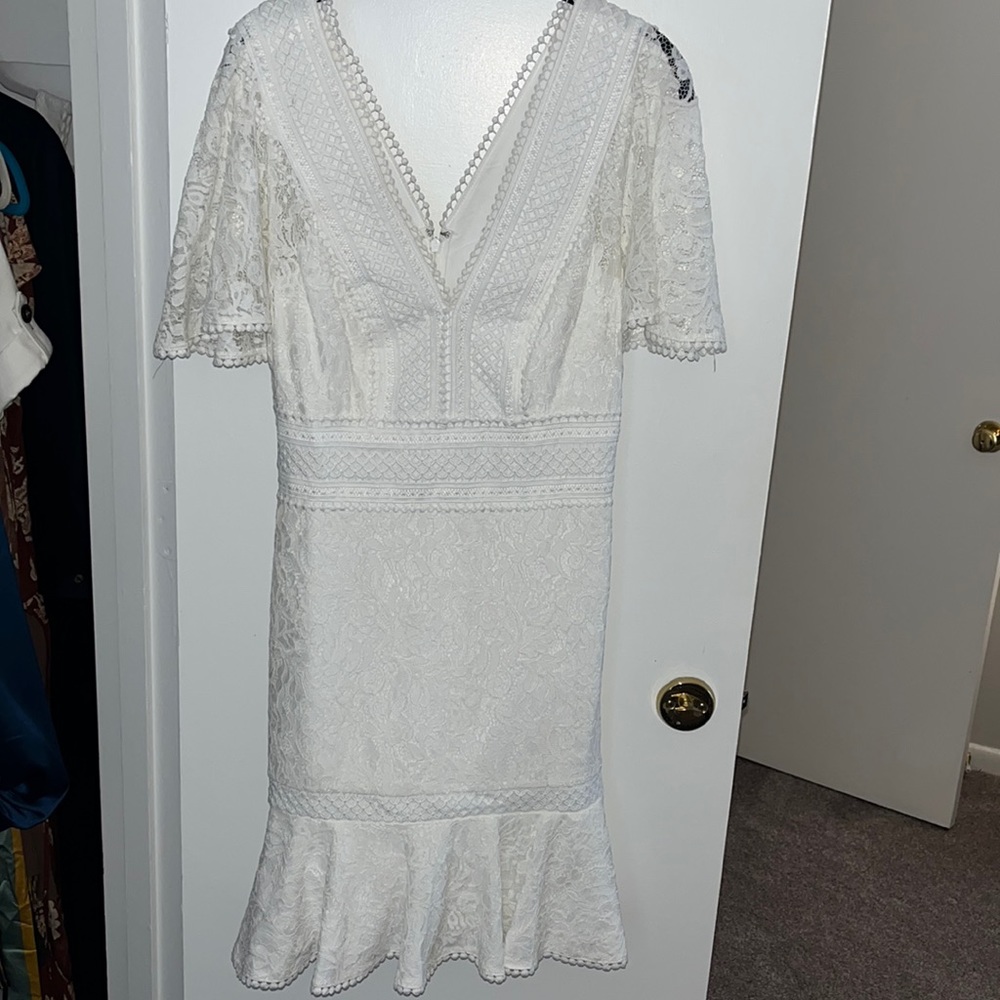 Eliza J, white, lace dress